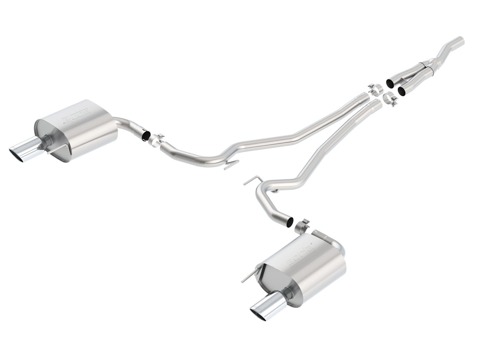 Borla 2.3L EcoBoost Mustang 2.25″ Single-Split S-Type Cat-Back Exhaust System w/ 4″ Polished Tips (2015-2023)