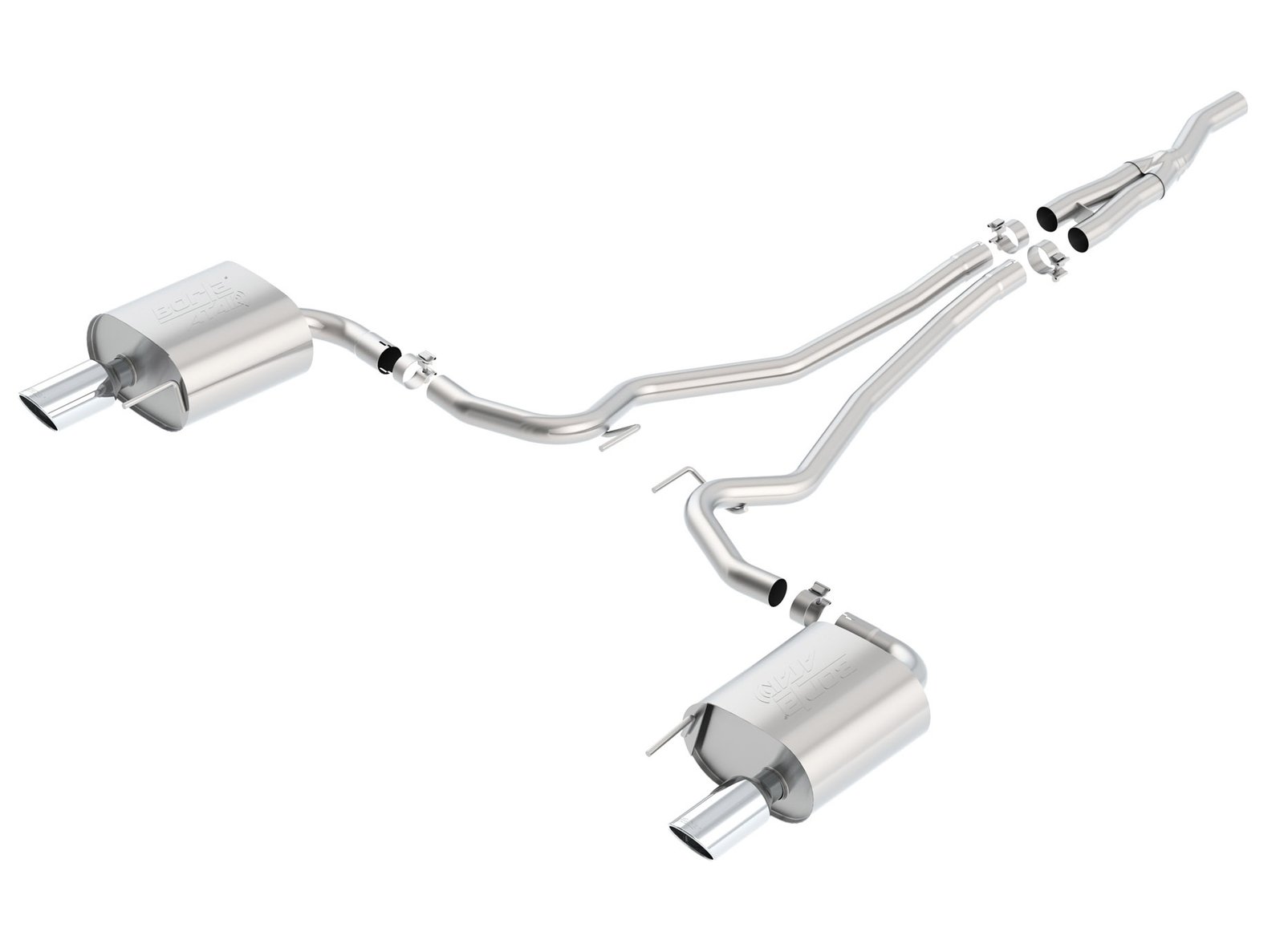 Borla 2.3L EcoBoost Mustang 2.25″ Single-Split ATAK Cat-Back Exhaust System w/ 4″ Polished Tips (2015-2023)