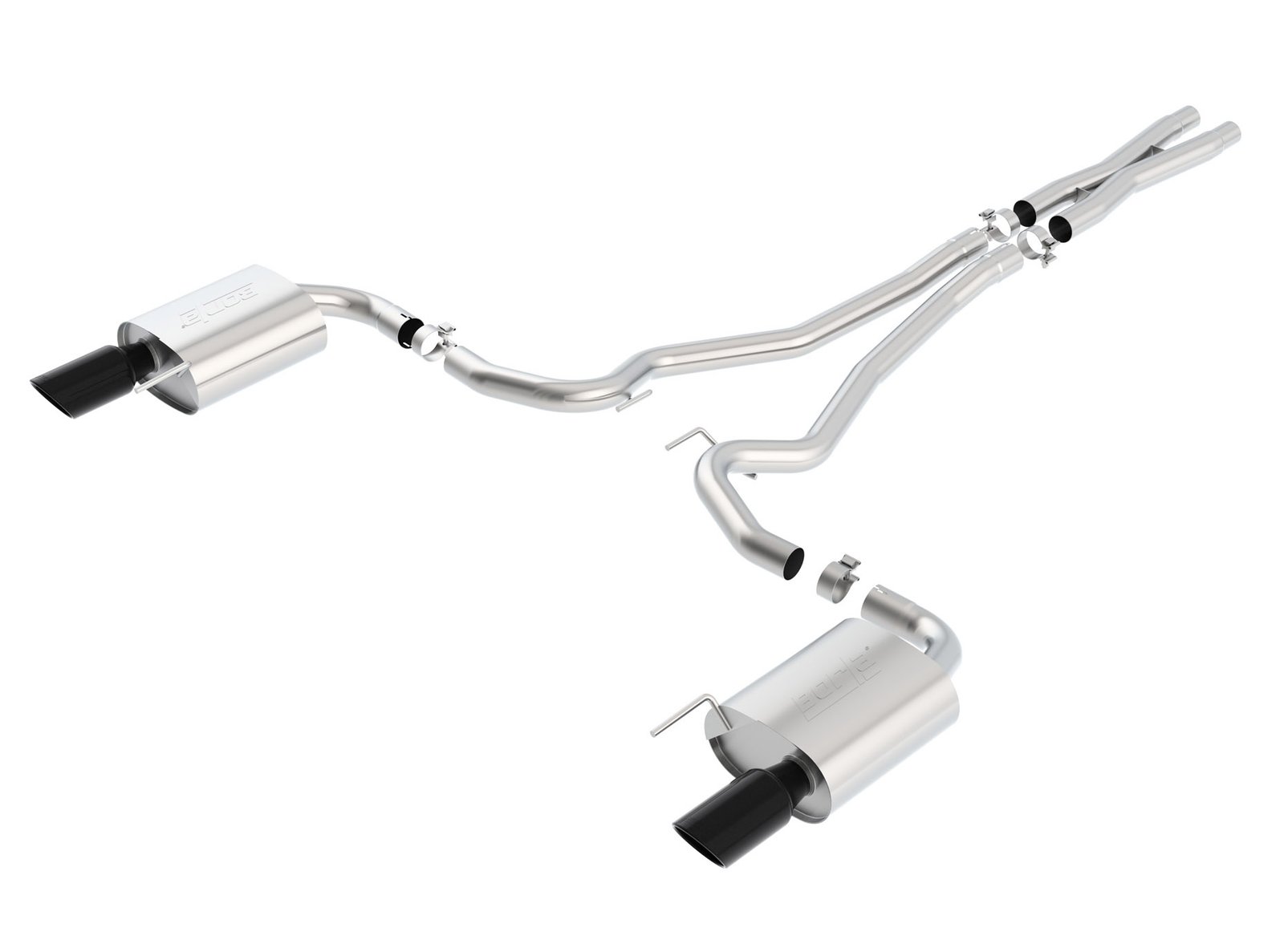 Borla Mustang GT Single Split 2.5″ S-Type Cat-Back Exhaust w/ X-Pipe & Black Chrome Tips (2015-2017)