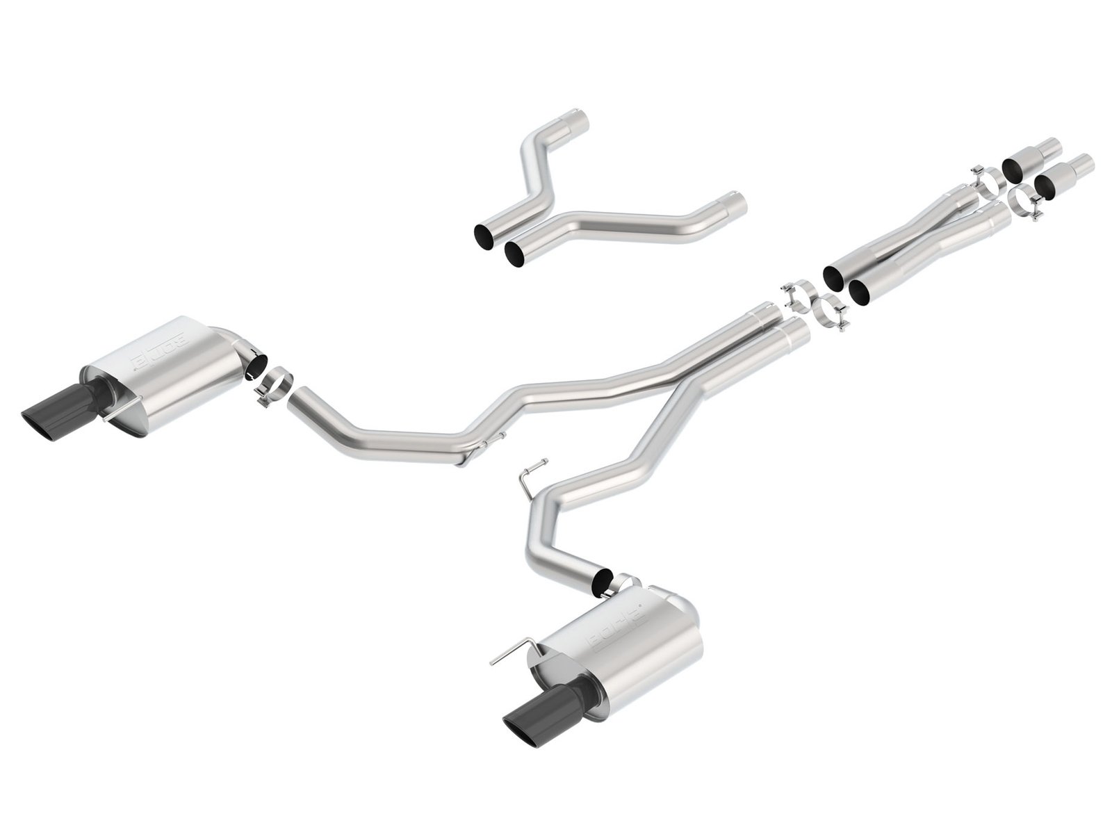 Borla Mustang GT Single Split 3″ S-Type Cat-Back Exhaust w/ X-Pipe & Black Chrome Tips (2015-2017)